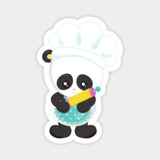 Cooking Panda, Baking Panda, Apron, Rolling Pin Magnet