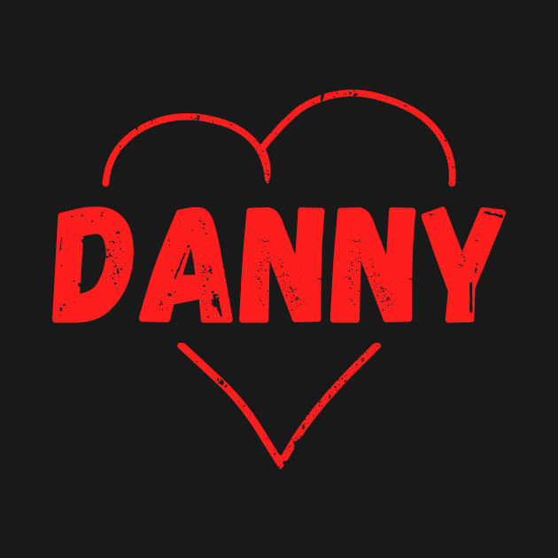 Danny Name Inside Vintage Heart, Danny for Valentines Day by Liquids