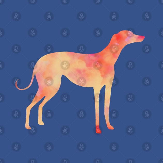 Yellow and orange Greyhound dog with blue background by iulistration