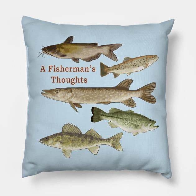 Fisherman's gifts, fishing, wildlife, fish, design Pillow by sandyo2ly