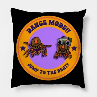 “Dance Mode! Jump To The Beat!” Dancing Jumping Spiders Pillow