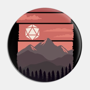 Sunset Over Mountains Polyhedral Dice Sun Tabletop RPG Landscape Pin