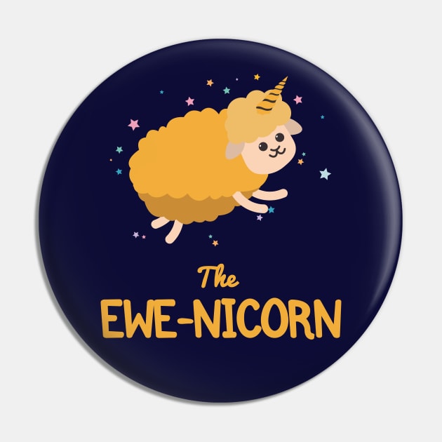 Colorful Ewe | Ewenicorn | Funny Unicorn Pin by Fluffy-Vectors