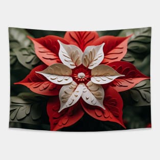 3D Poinsettia flower Xmas vibe Tapestry