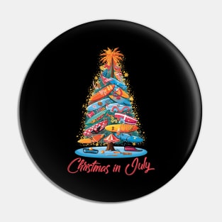 Surfboard Seasons | "Christmas In July" Tree T-shirt Pin