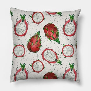 Red dragon fruit on off white Pillow