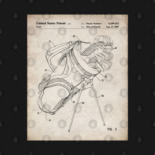 Golf Bag Patent - Golfer Golfing Caddy Art - Antique by patentpress