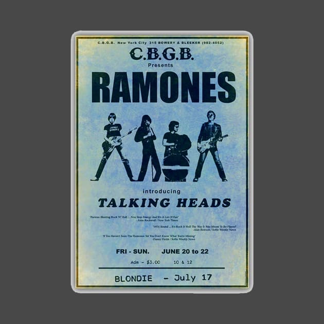 CBGB- RAMONES- TALKING HEADS CONCERT POSTER by The Jung Ones