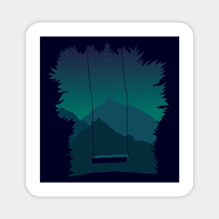 A Swing in the Dark I Mountains Nature Night Magnet