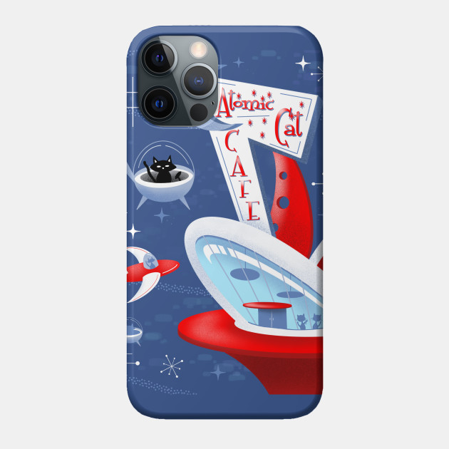 Atomic Cat Cafe - Retro Vintage Aesthetic - Phone Case