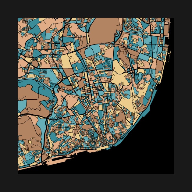 Lisbon Map Pattern in Mid Century Pastel by PatternMaps