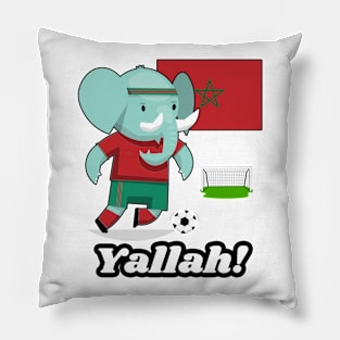 ⚽ Morroco Football, Cute Elephant Scores a Goal, يله! Team Spirit Pillow