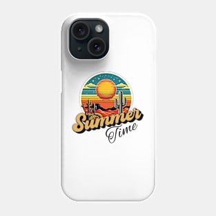 Summer time, sunset retro and cactus design for bright colors Phone Case