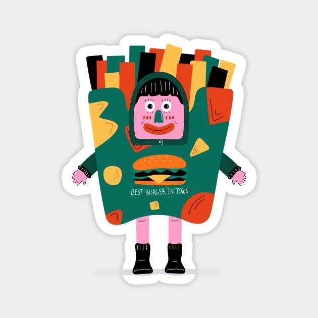 Best Burger In Town Mascot Magnet by StayMadMaddie