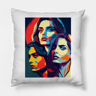 Abstract pop art style three womans Pillow