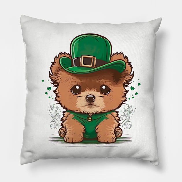 Saint Patrick's day Puppy wear on world animal day too Pillow by UmagineArts