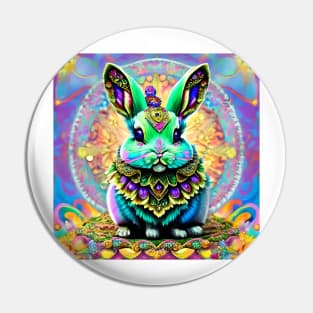 Bunny Rabbit Psychedelic Easter Gift AOP Rainbow Neon Trippy Pin