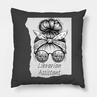 Librarian Assistant messy bandana design Pillow