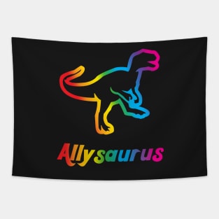 Allysaurus Gay Pride Parade Rainbow Dinosaur Tapestry