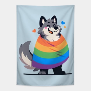 Comfy Womfy Furry Pride Wolf LGBTQ Rainbow Tapestry