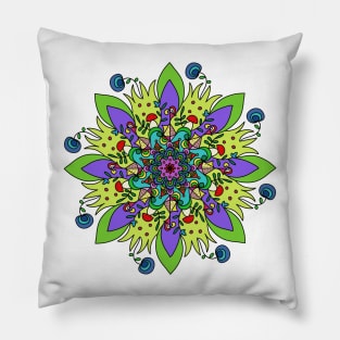 bright fantasy indian psichodelic mandala Pillow