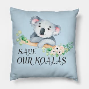 Save our Koalas with cute Australian koala and gum leaves Pillow