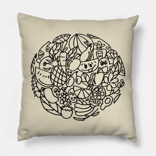 Fruits and Vegetables Pillow by herubintang