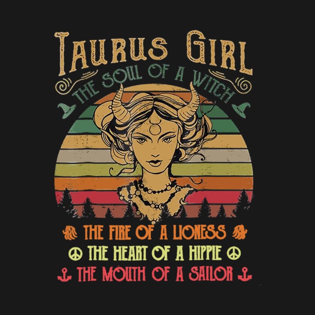 Taurus Girl the soul of a Witch Girl Tshirt - Birt by Elsie