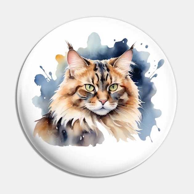 Fluffy cat Pin by Shy Elf Designer