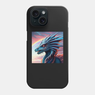 Blue Scaled Dragon at Sunrise Rainbow Phone Case