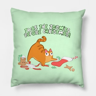 Twas the Zoomies Before Christmas stocking mess Orange Tabby funny Pillow