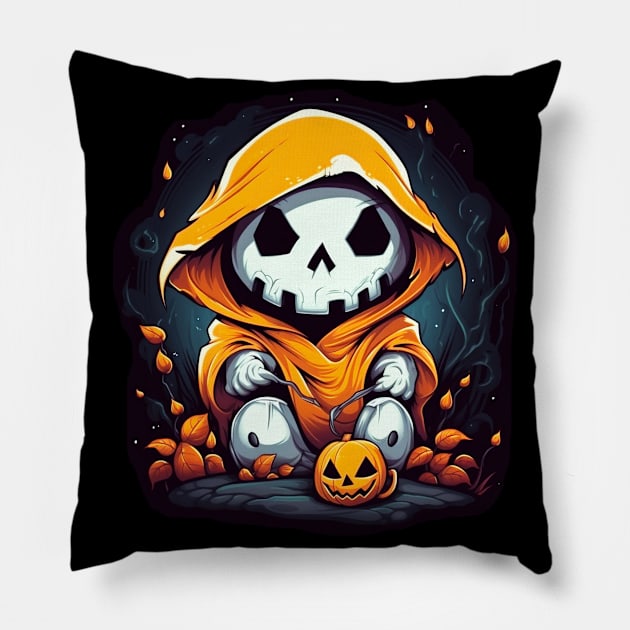 Eerie Halloween Ghoul Art - Spooky Season Delight Pillow by Captain Peter Designs