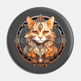 Art Nouveau Orange Kitty Pin