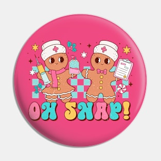 Oh Snap Gingerbread Nurses Retro Pin