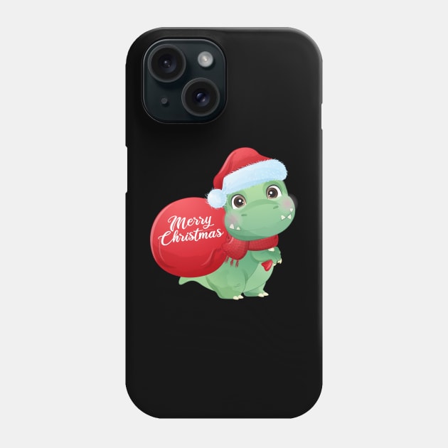 Cute Christmas T Rex Dinosaur With Santa Hat Phone Case by P-ashion Tee