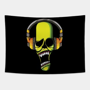 Skull with Headphone Tapestry