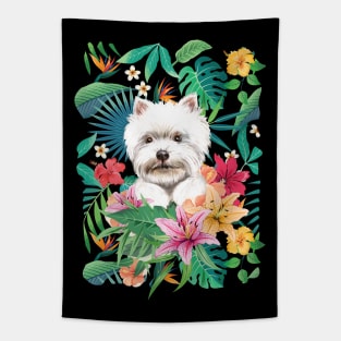 Tropical Westie West Highland white terrier Puppy Tapestry