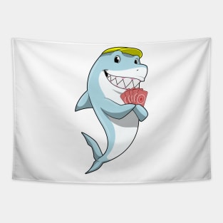 Shark at Poker with Poker cards Tapestry