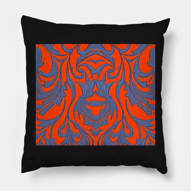 Tomato Red Aesthetic Fractal Pattern Pillow by BubbleMench