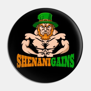 Irish Muscular Leprechaun Bodybuilder St Patricks Day Flexing Shenanigains Fitness Gym Workout Gift Pin