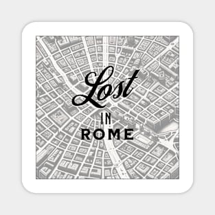 Rome B/W Retro City Street Map Pencil Drawing Magnet