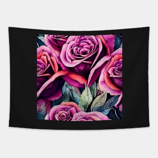 Watercolor rose pattern design Tapestry