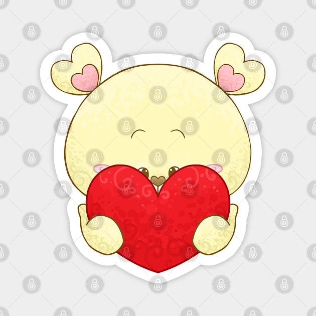 Bear Holding a Big Heart Magnet by Khotekmei