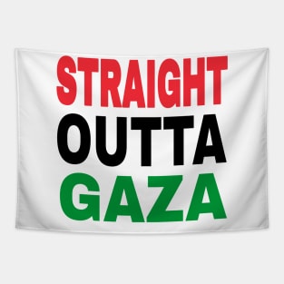 STRAIGHT OUTTA GAZA - White Only - Front Tapestry