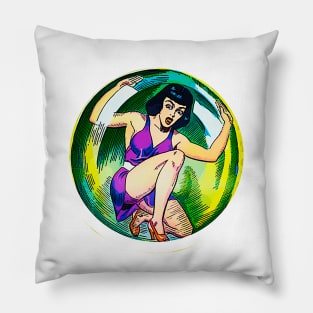 girl trapped in a transparent ball Pillow