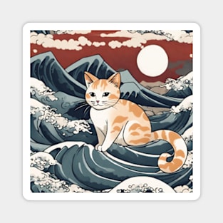 orange cat japanese art syle Magnet