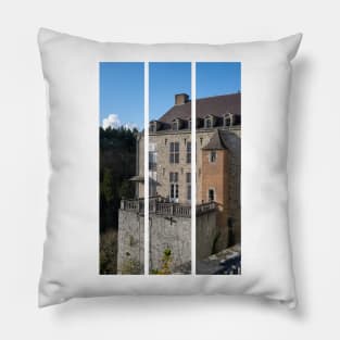 Modave Castle is also known as the Castle of the Counts of Marchin. Liege Province. Autumn sunny day. (vertical) Pillow