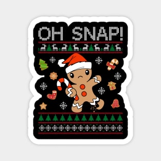 Oh Snap Gingerbread Cookie Christmas Ugly Sweater Magnet