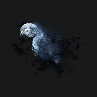 African Grey Parrot Space Nebula T-Shirt