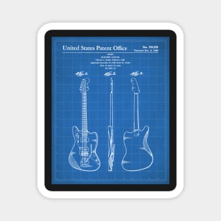 Electric Guitar Patent - Guitarist Music Lover Art - Blueprint Magnet